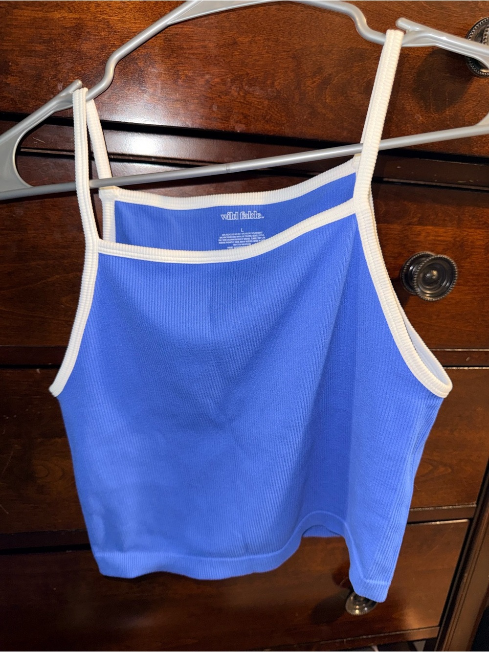 💙🩵Wild Fable Blue Ribbed Contrast Trim Tank Top | Size L